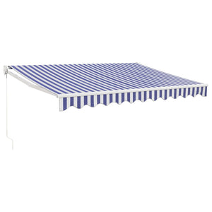 Retractable awning blue and white 3.5x2.5 m fabric and aluminum