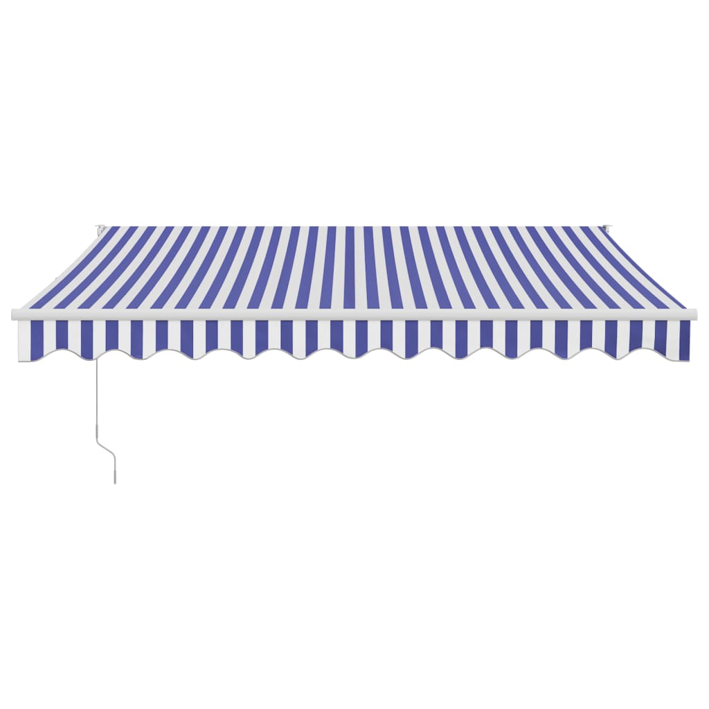 Retractable awning blue and white 3.5x2.5 m fabric and aluminum
