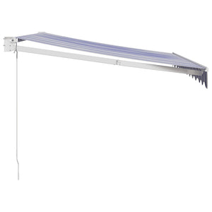 Retractable awning blue and white 3.5x2.5 m fabric and aluminum