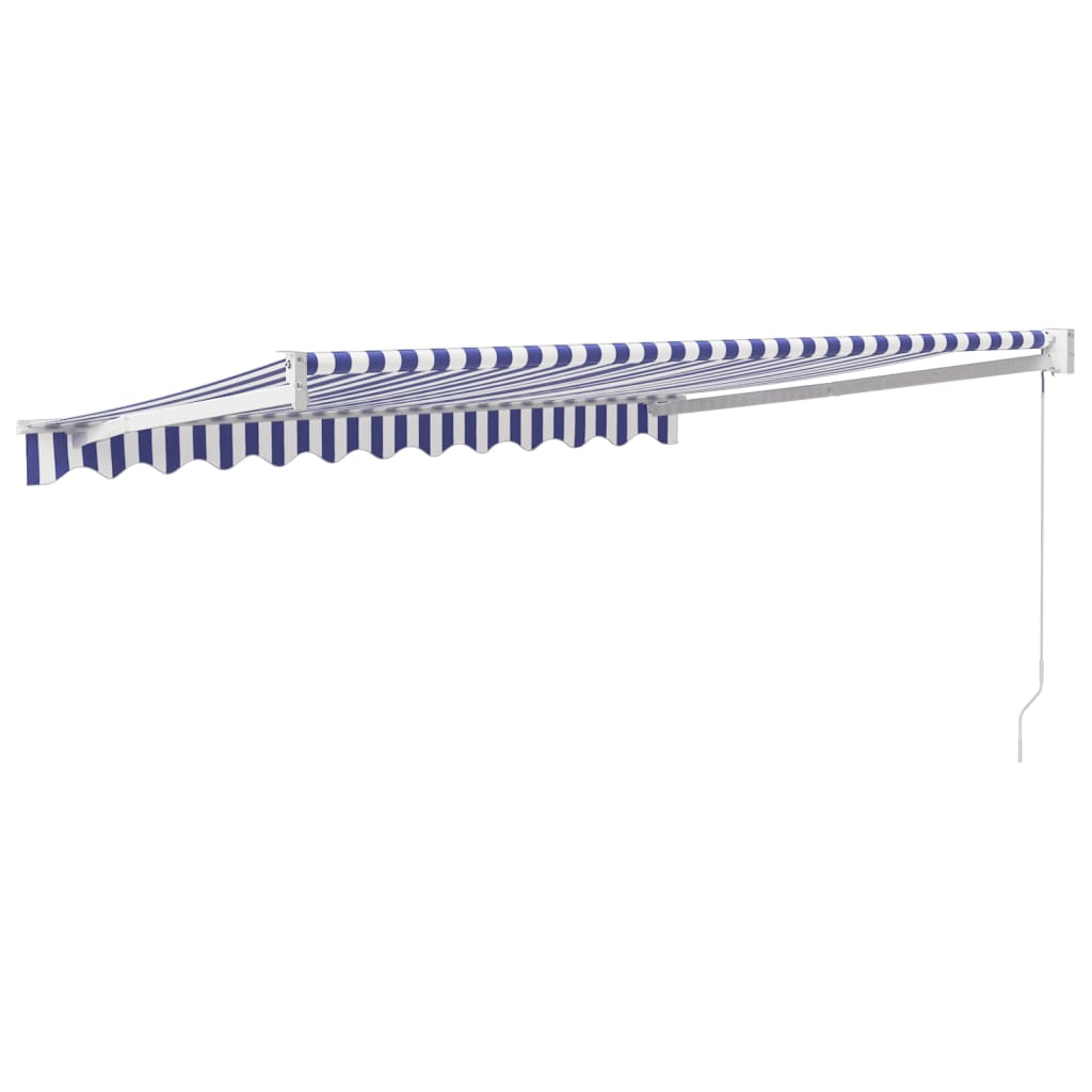 Retractable awning blue and white 3.5x2.5 m fabric and aluminum