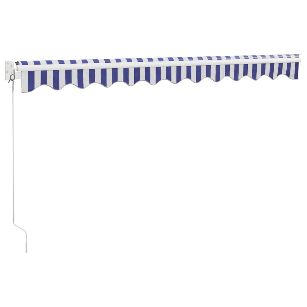 Retractable awning blue and white 3.5x2.5 m fabric and aluminum