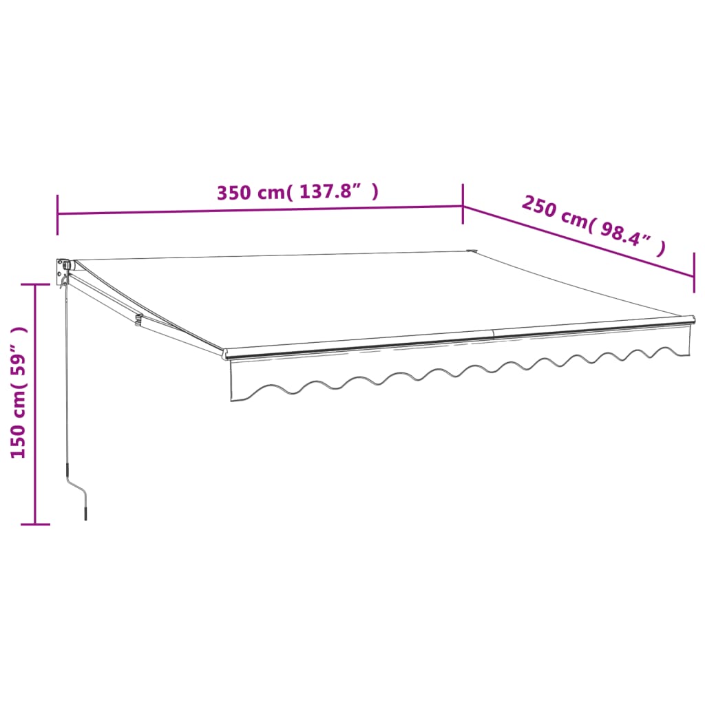 Retractable awning blue and white 3.5x2.5 m fabric and aluminum