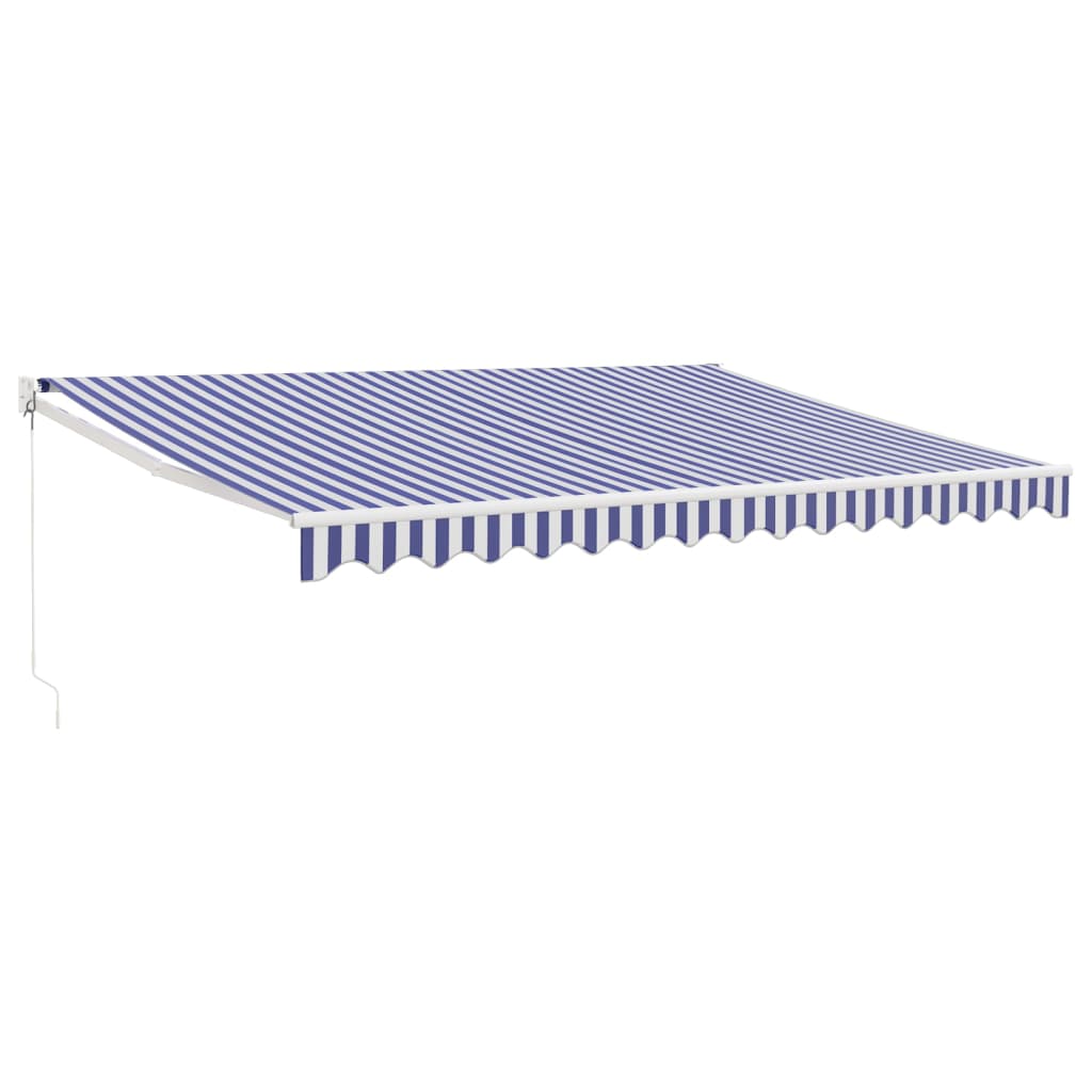 Retractable awning blue and white 4.5x3 m fabric and aluminum