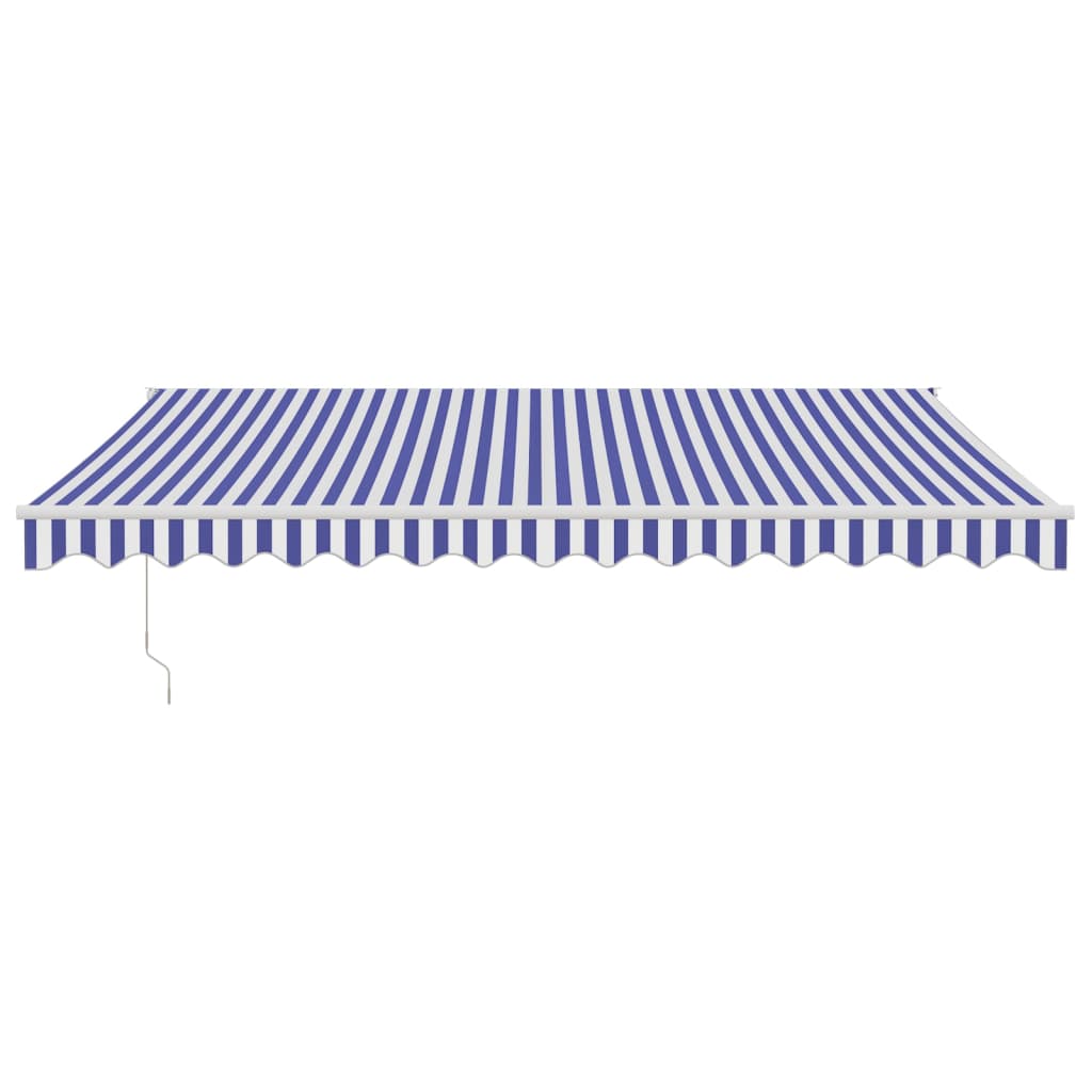 Retractable awning blue and white 4.5x3 m fabric and aluminum
