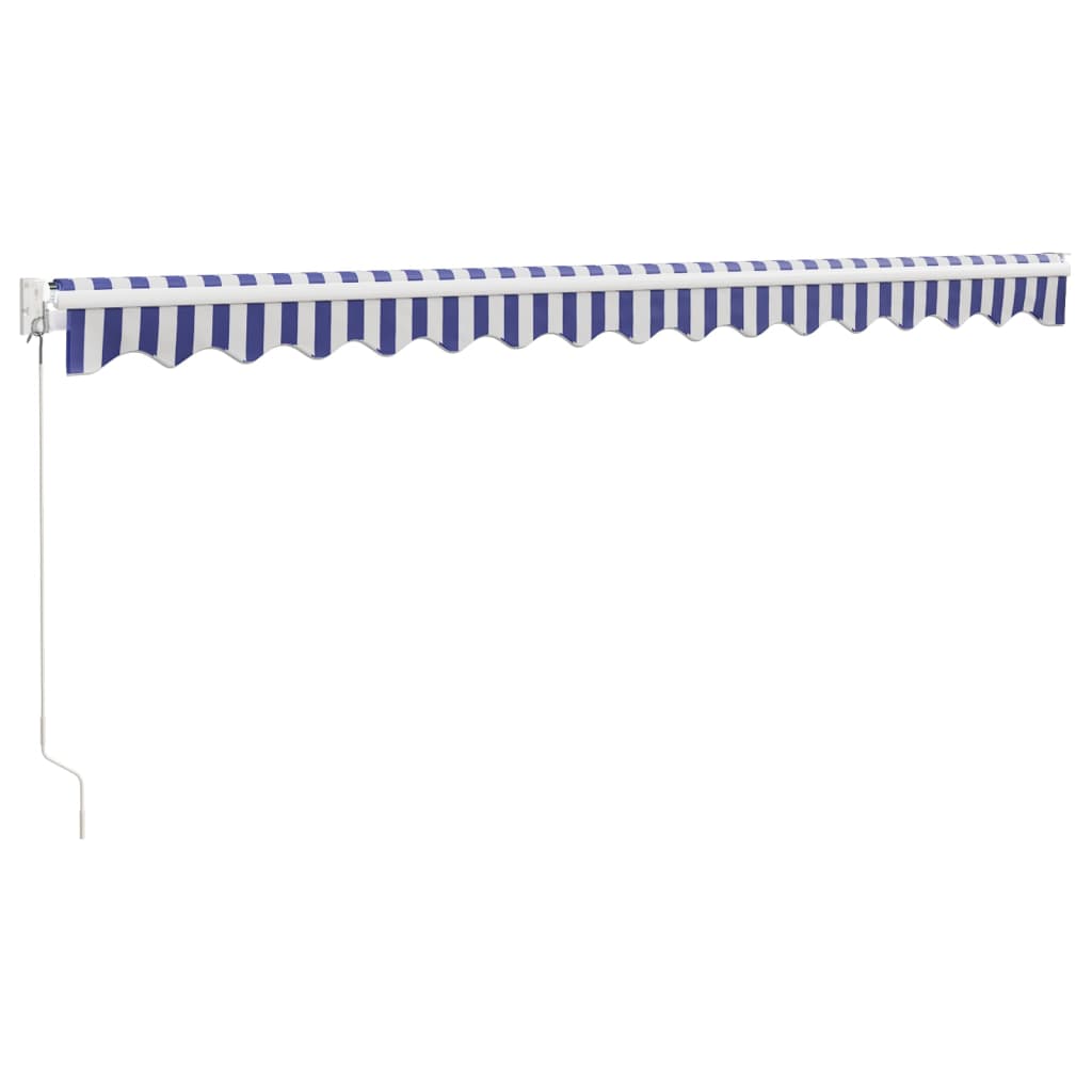 Retractable awning blue and white 4.5x3 m fabric and aluminum