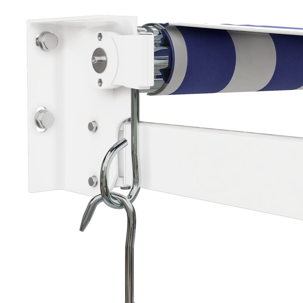 Retractable awning blue and white 4.5x3 m fabric and aluminum