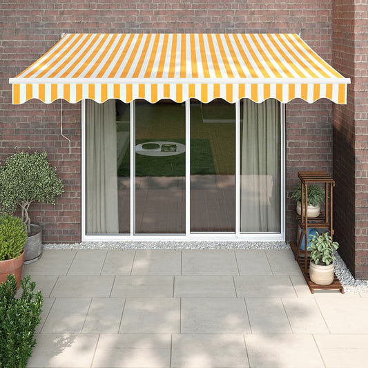 Retractable awning yellow and white 3x2.5 m fabric and aluminum