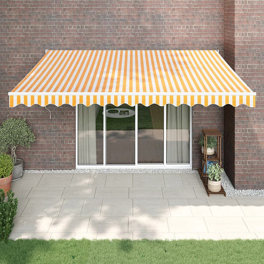 Retractable awning yellow and white 4.5x3 m fabric and aluminum