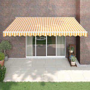 Retractable awning yellow and white 4.5x3 m fabric and aluminum