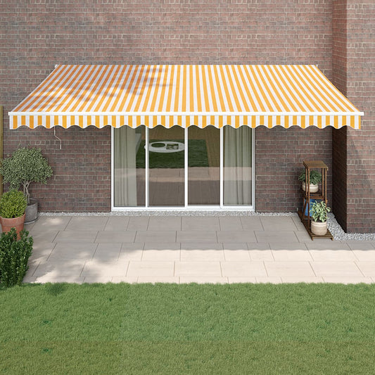 Retractable awning yellow and white 5x3 m fabric and aluminum