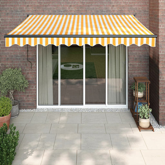 Retractable awning yellow and white 3.5x2.5 m fabric and aluminum