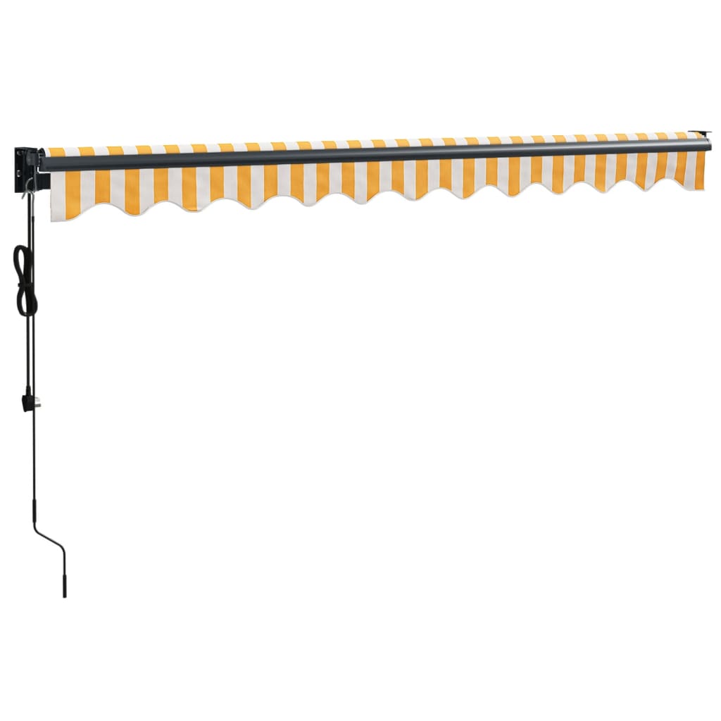 Automatisk uttrekkbar markise gul og hvit 3,5x2,5 m