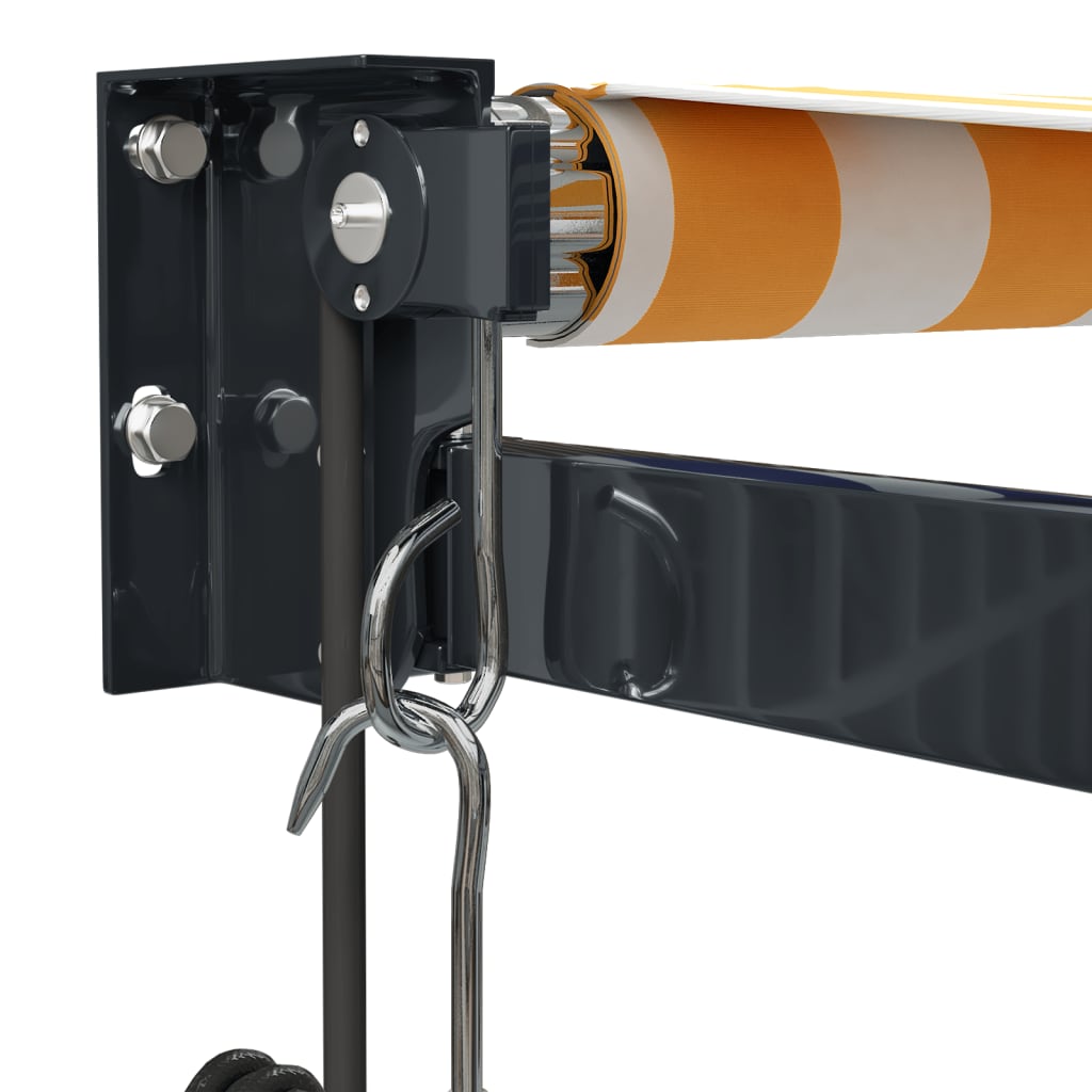 Automatisk uttrekkbar markise gul og hvit 4,5x3 m