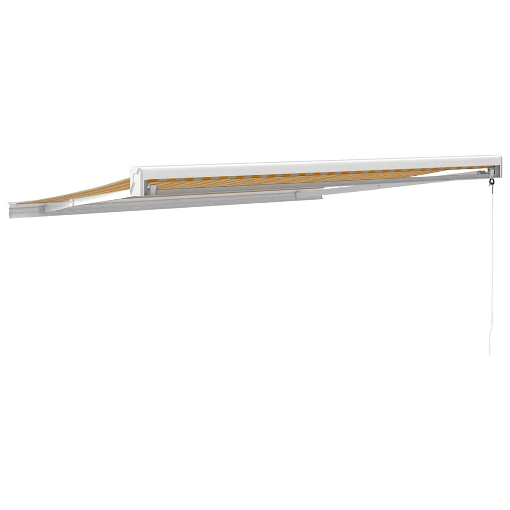 Uttrekkbar markise gul og hvit 3,5x2,5 m stoff og aluminium