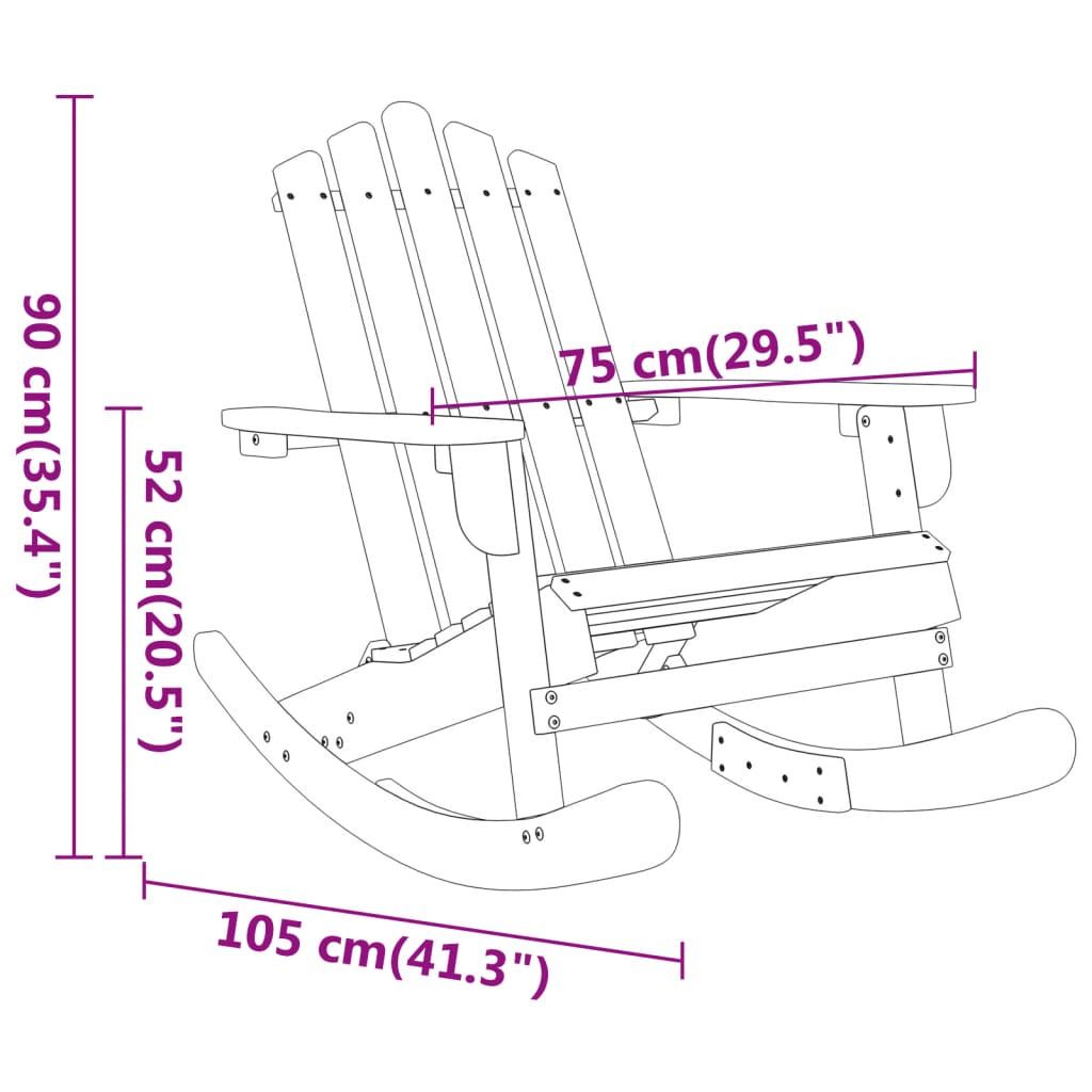 Adirondack rocking chair solid acacia wood