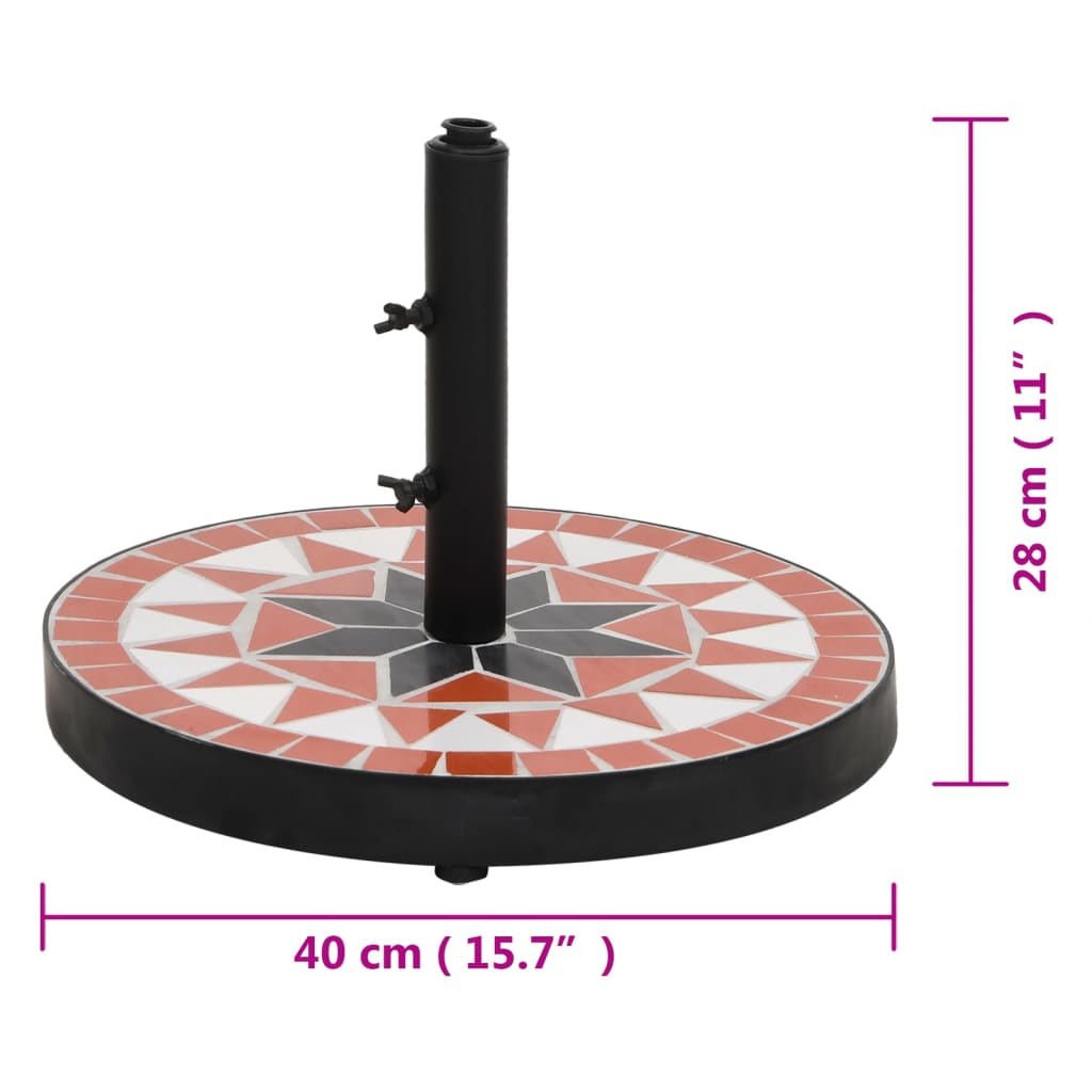 Parasollfot terrakotta og hvit rund 12 kg