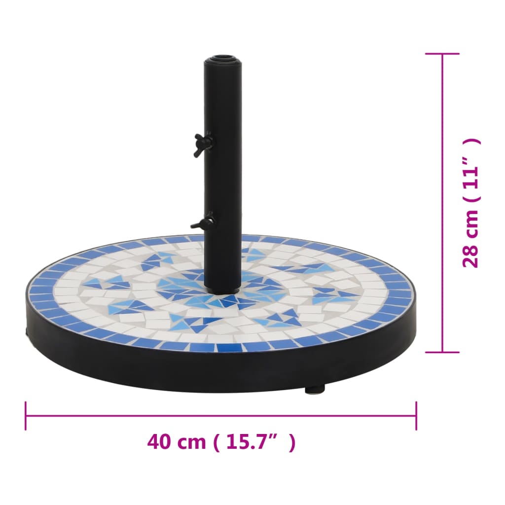 Parasollfot blå og hvit rund 12 kg