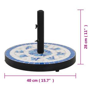 Parasollfot blå og hvit rund 12 kg