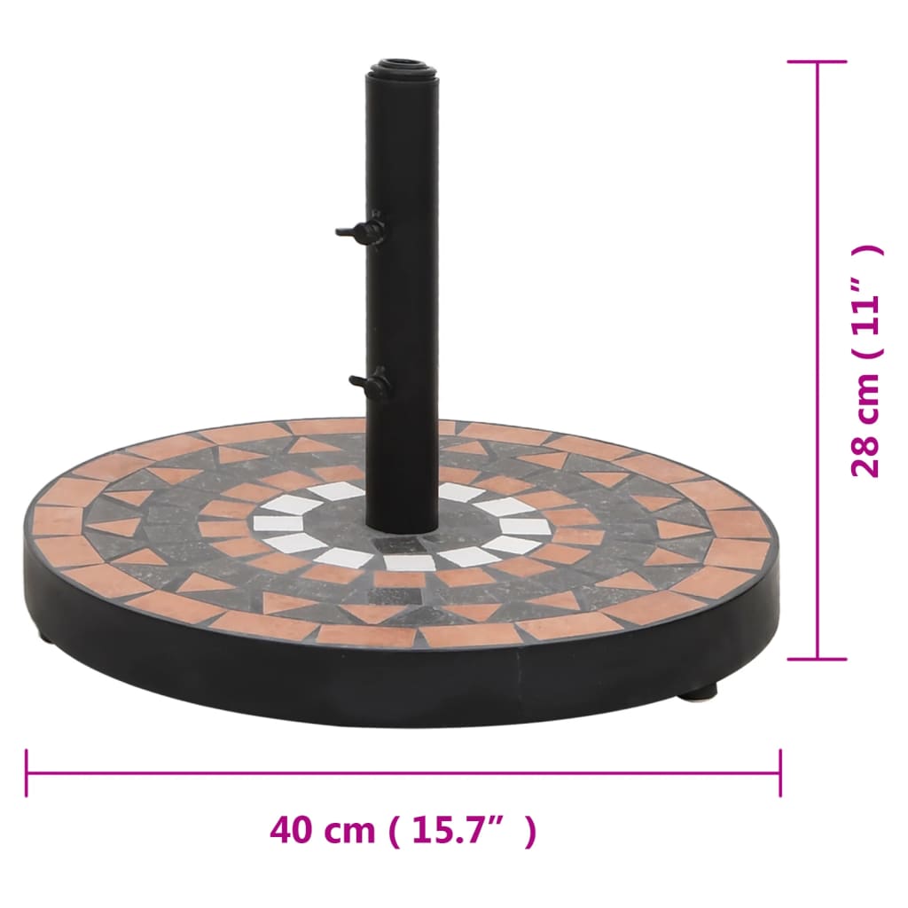 Parasollfot terrakotta og hvit rund 12 kg