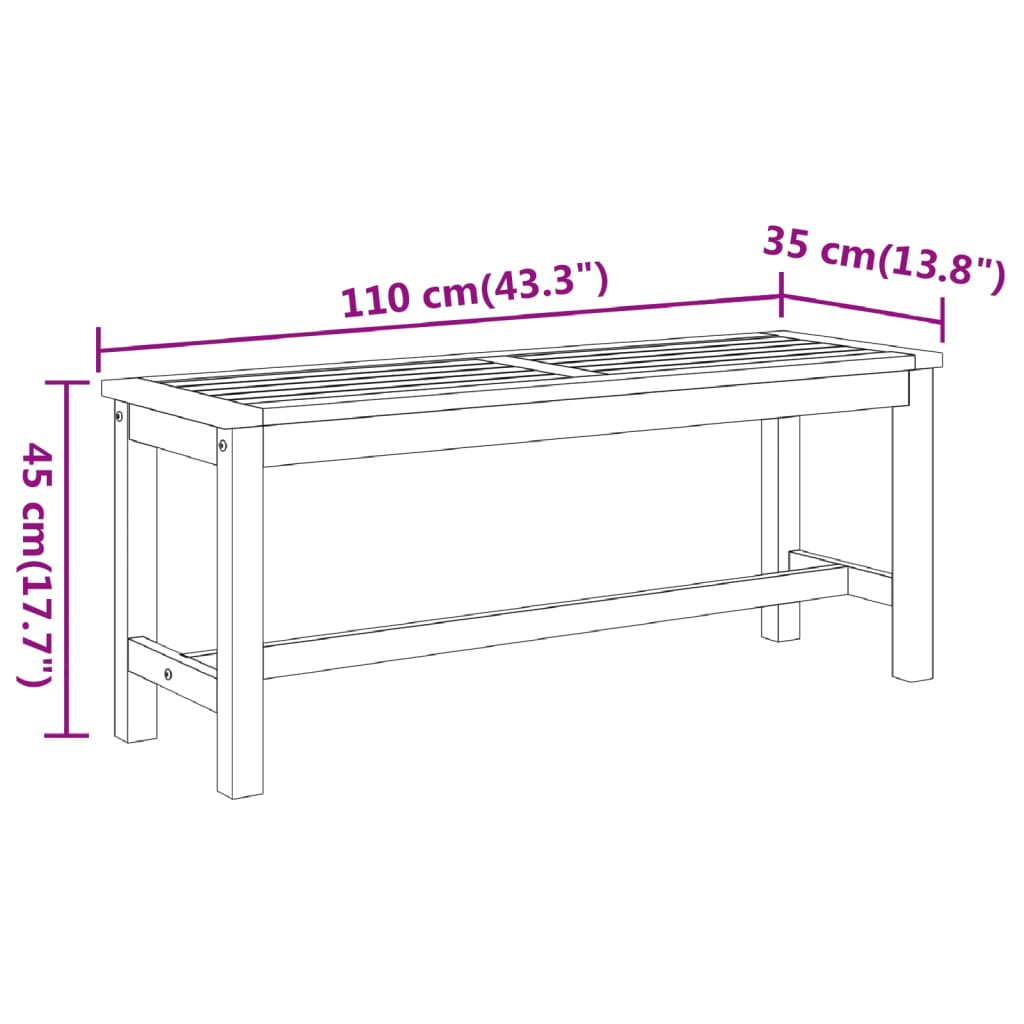 Hagebenk 110x35x45 cm heltre akasie