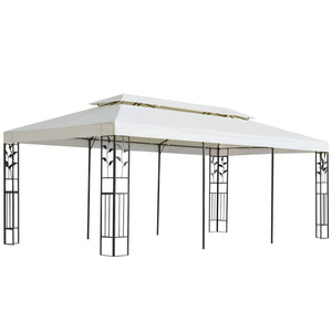 Paviljong med dobbelt tak hvit 6x3 m stål