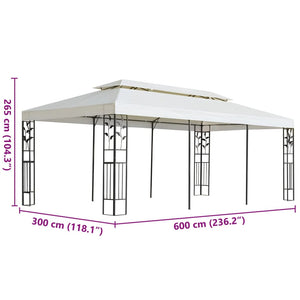 Paviljong med dobbelt tak hvit 6x3 m stål