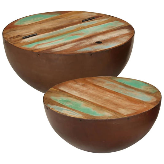 Bolleformede salongbord 2 stk gjenvunnet heltre