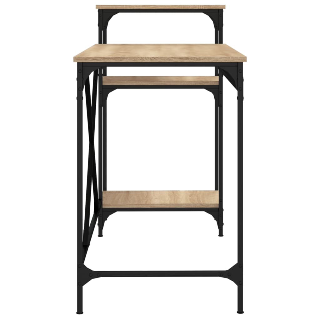 Skrivebord med hyller sonoma 135x50x90 cm konstruert tre jern