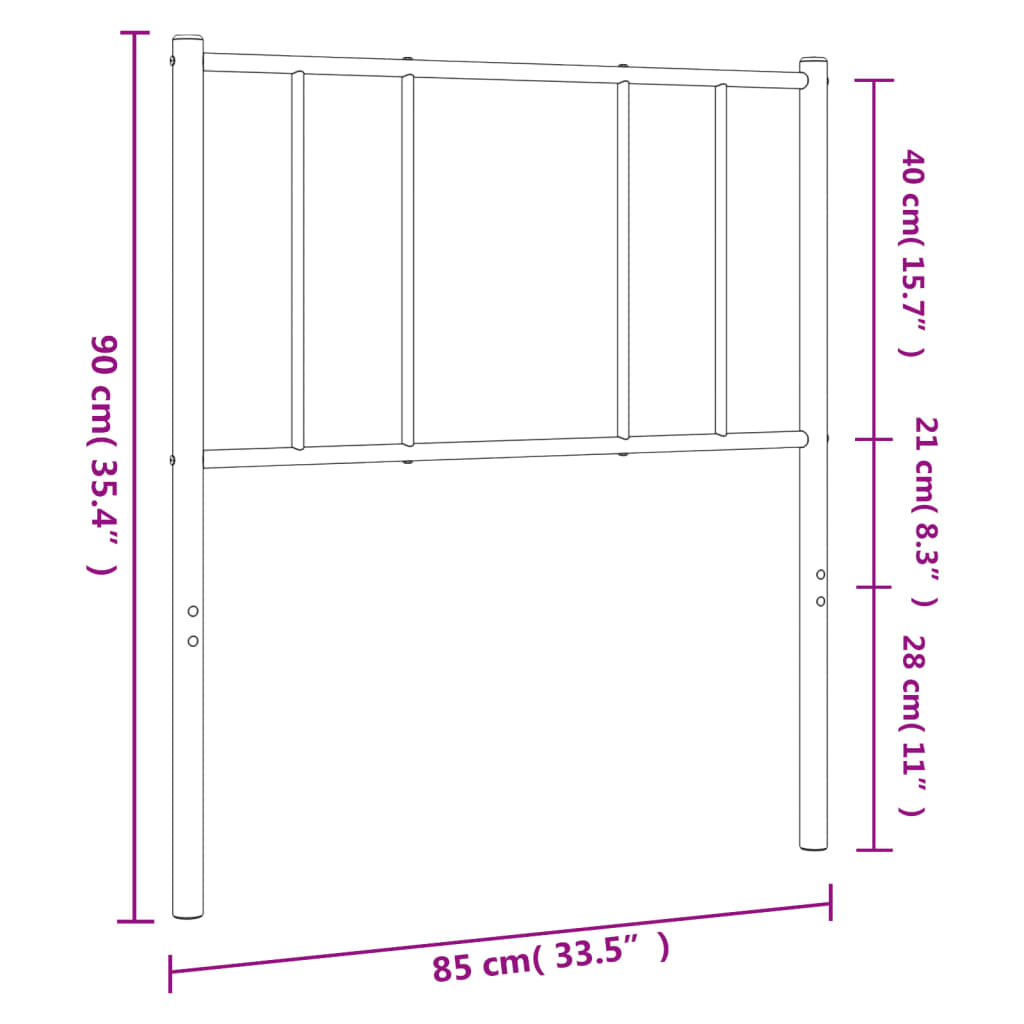 Sengegavl i metall hvit 80 cm