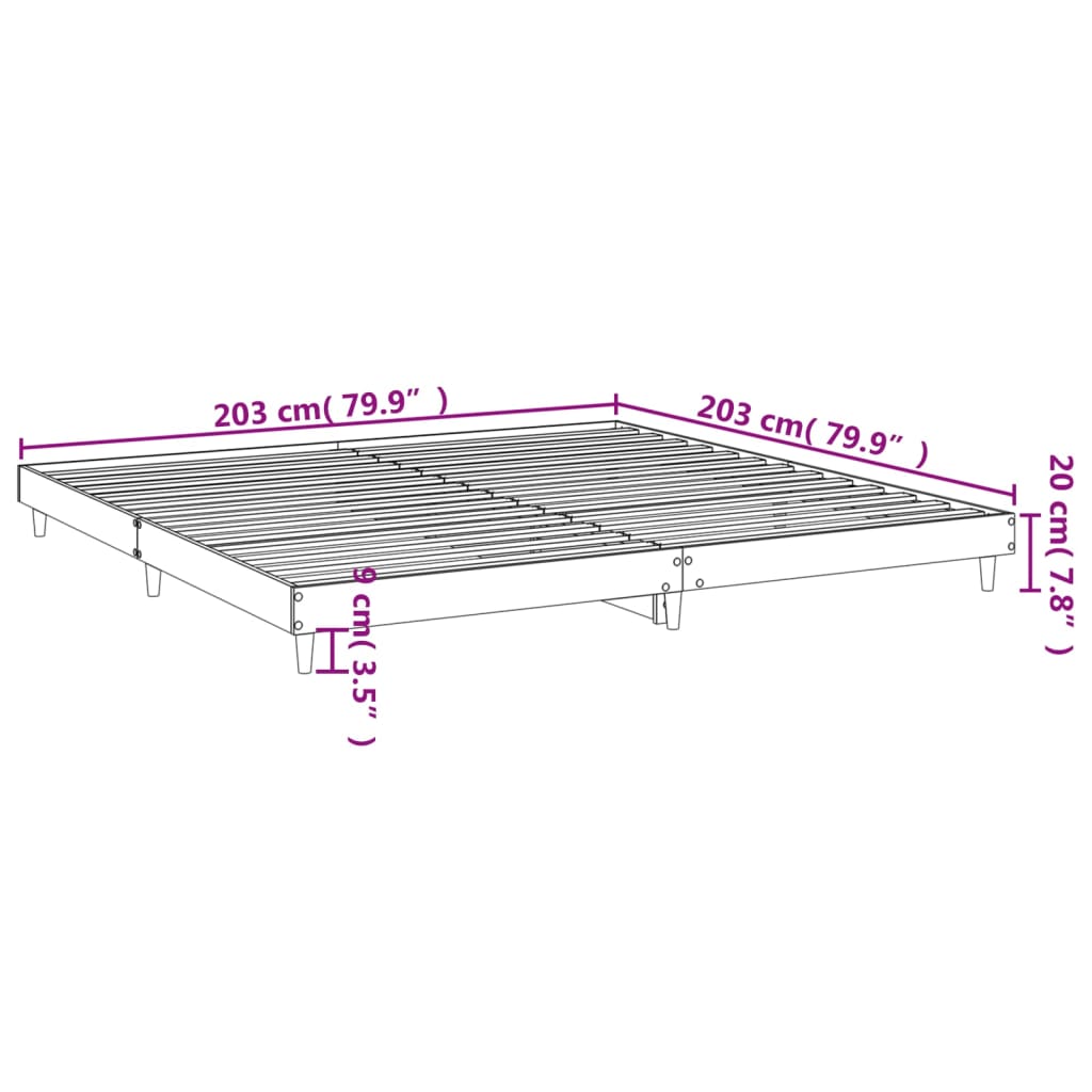 Sengeramme høyglans hvit 200x200 cm konstruert tre