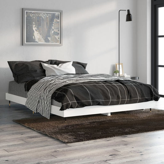 Sengeramme hvit 135x190 cm konstruert tre