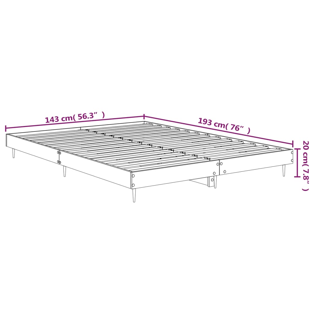 Sengeramme høyglans hvit 140x190 cm konstruert tre