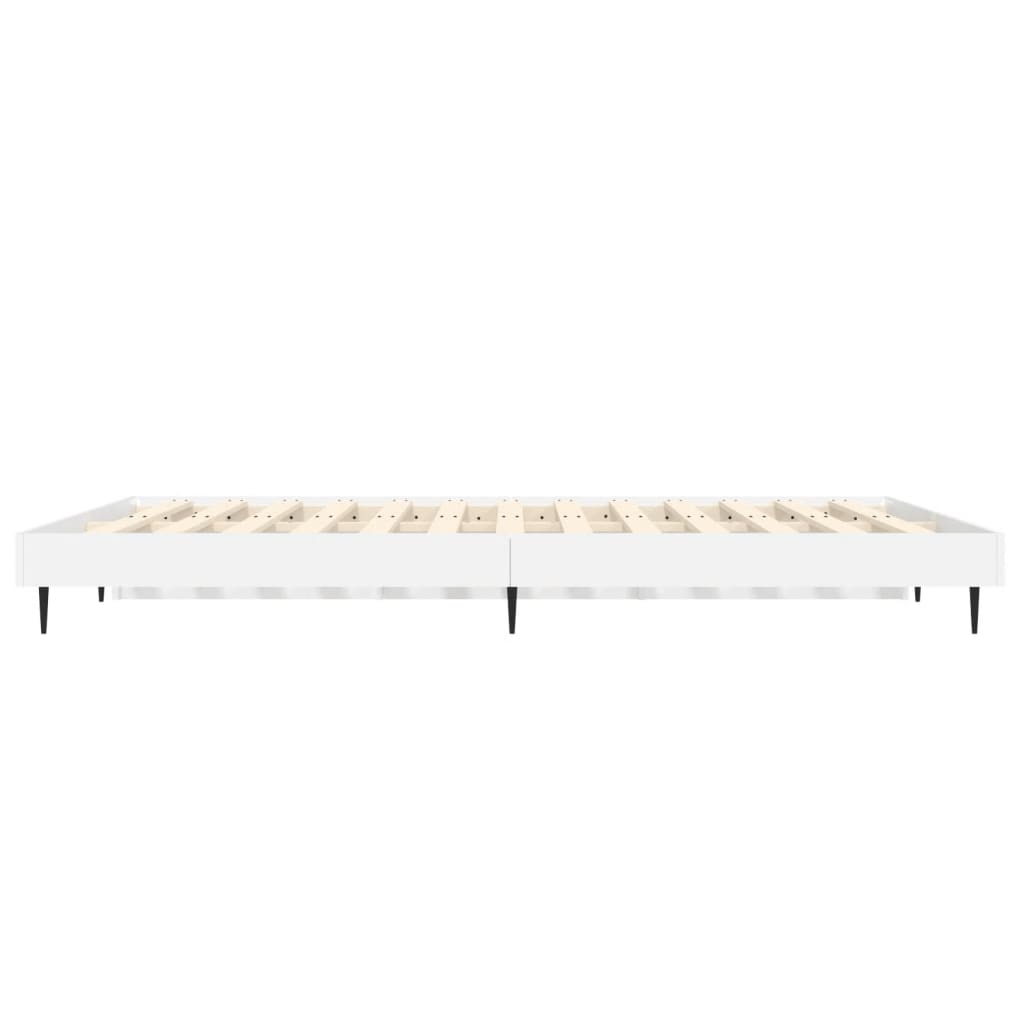 Sengeramme høyglans hvit 135x190 cm konstruert tre