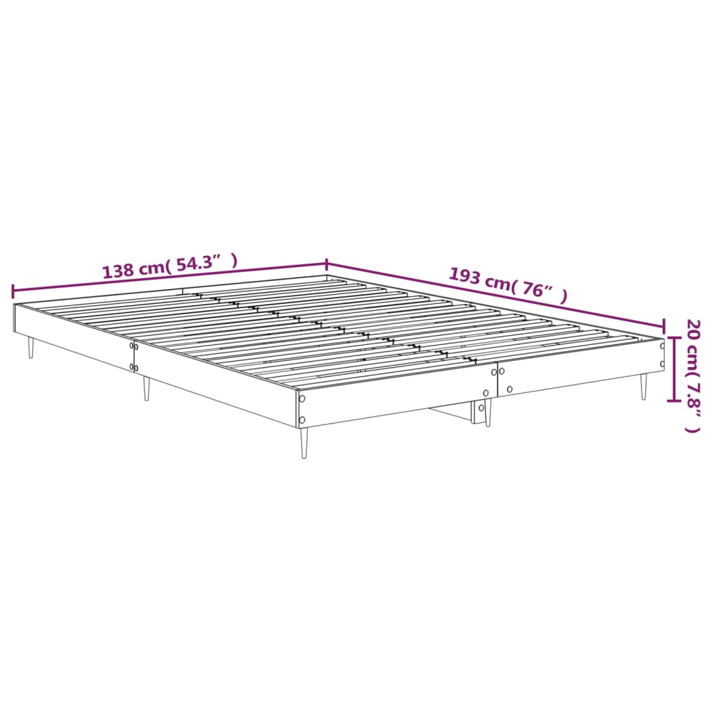 Sengeramme høyglans hvit 135x190 cm konstruert tre