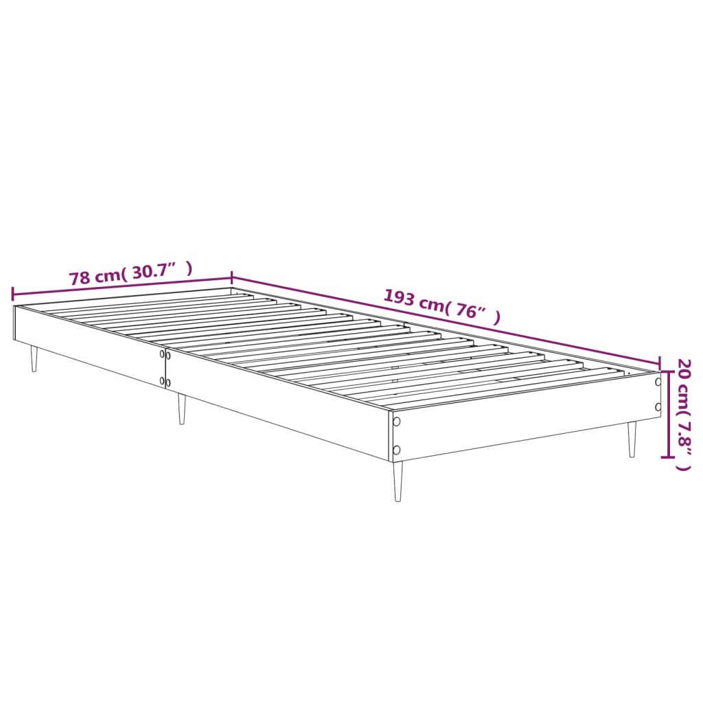 Sengeramme betonggrå 75x190 cm konstruert tre