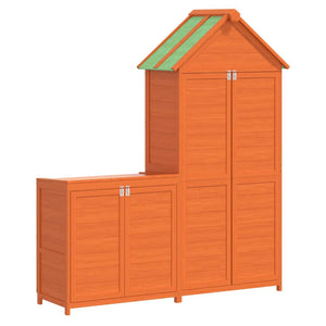 Garden tool shed set 2 pcs brown solid pine