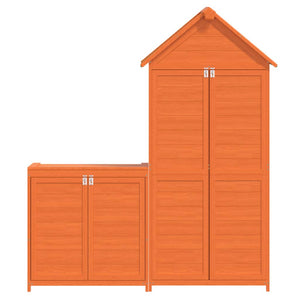 Garden tool shed set 2 pcs brown solid pine