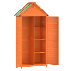 Garden tool shed set 2 pcs brown solid pine