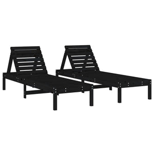 Solsenger 2 stk svart 199,5x60x74 cm heltre furu