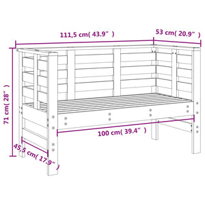 Hagebenk 111,5x53x71 cm heltre furu