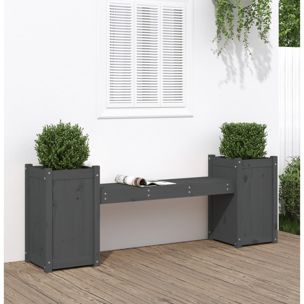 Plantebenk grå 180x36x63 cm heltre furu