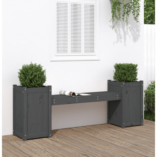 Plantebenk grå 180x36x63 cm heltre furu