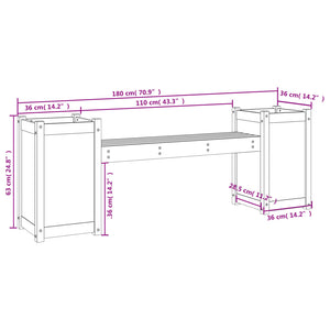Plantebenk honningbrun 180x36x63 cm heltre furu