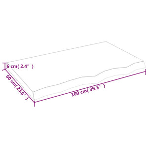 Bordplate 100x60x(2-6) cm ubehandlet heltre eik