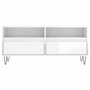 TV-benk høyglans hvit 100x34,5x44,5 cm konstruert tre