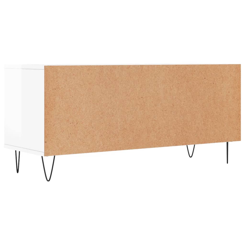 TV-benk høyglans hvit 100x34,5x44,5 cm konstruert tre