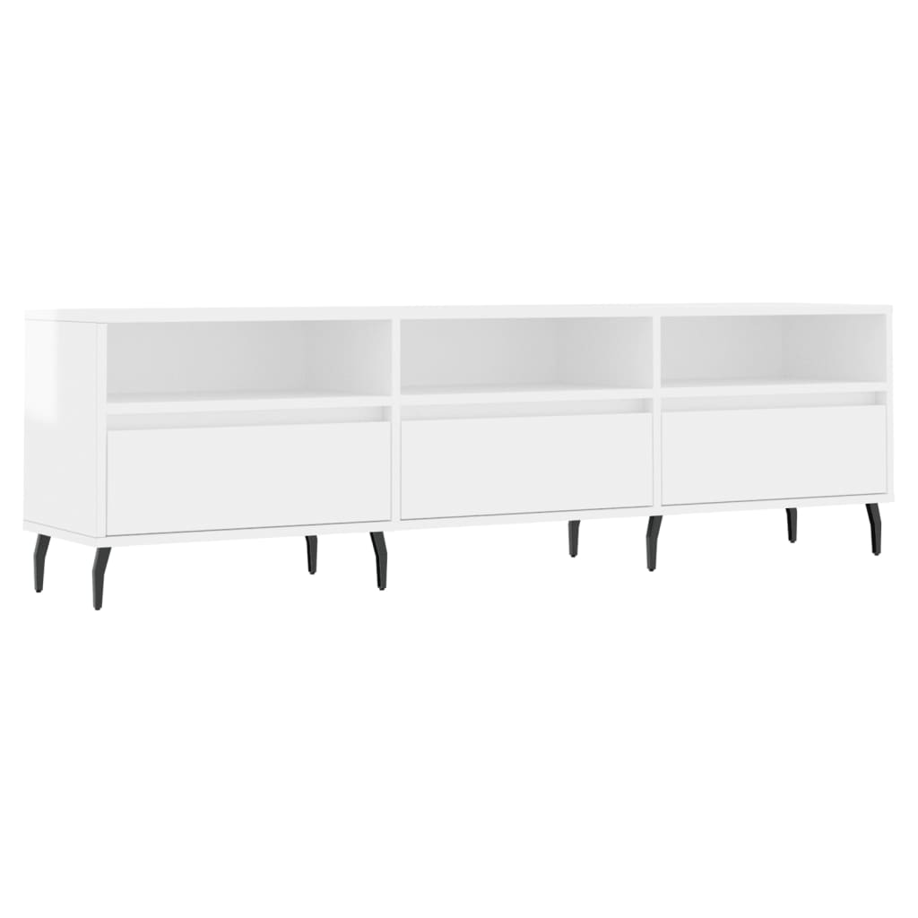 TV-benk høyglans hvit 150x30x44,5 cm konstruert tre