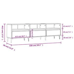 TV-benk høyglans hvit 150x30x44,5 cm konstruert tre