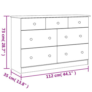 Kommode ALTA hvit 112x35x73 cm heltre furu