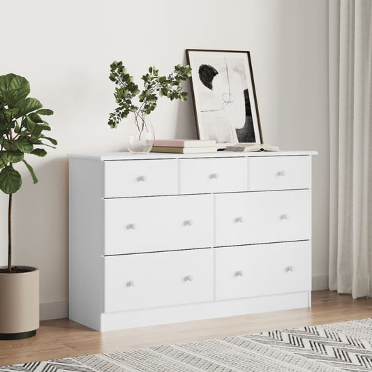 Kommode ALTA hvit 112x35x73 cm heltre furu